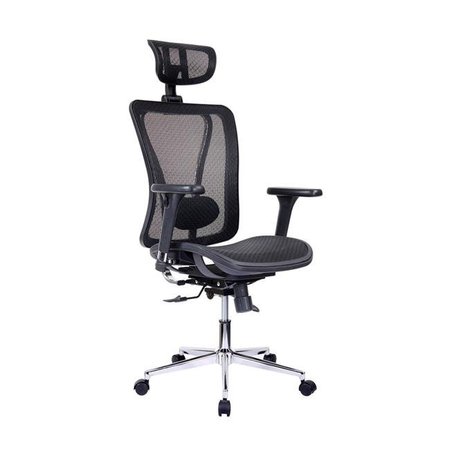 TECHNI MOBILI Techni Mobili RTA-1009-BK High Back Executive Mesh Office Chair with Arms; Headrest & Lumbar Support; Black - 24.5 x 26.5 x 40.25 in. RTA-1009-BK